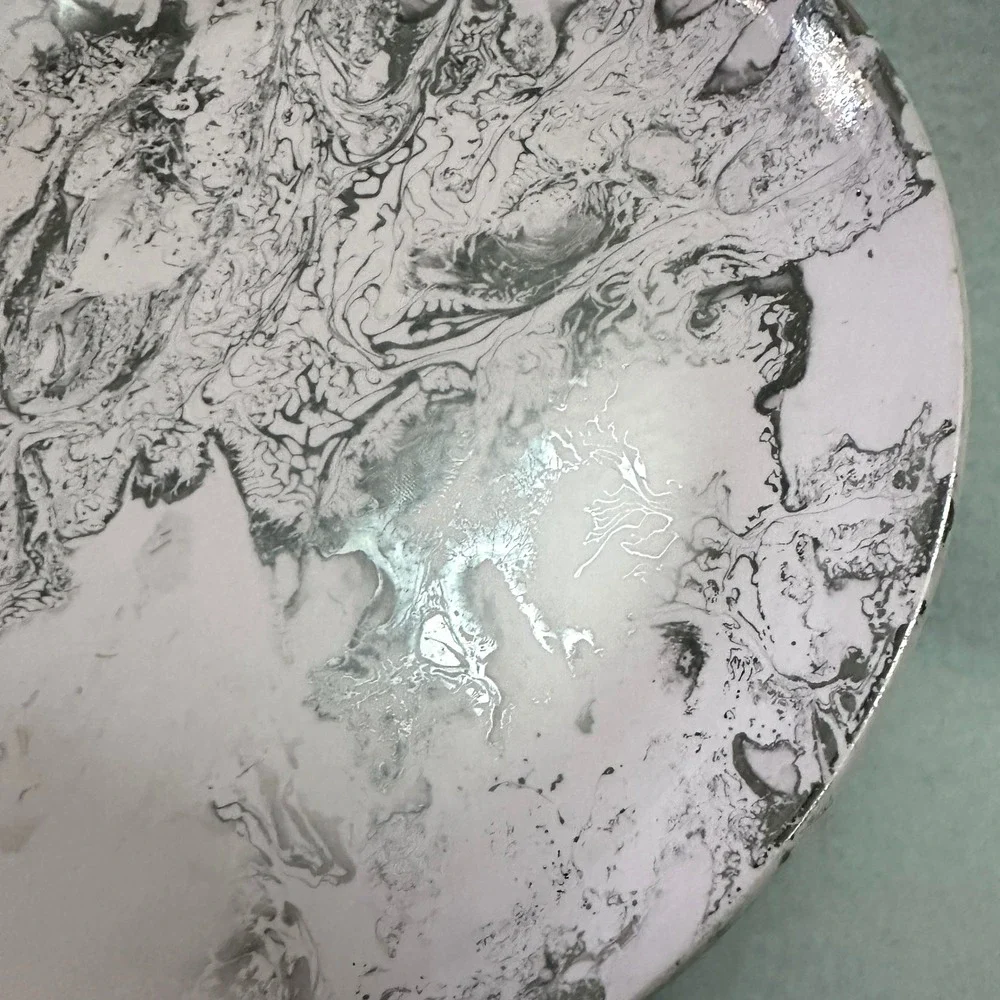 Sascha Brastoff Surf Ballet Pink Platinum Set of 3 Dinner Plates 10.5
